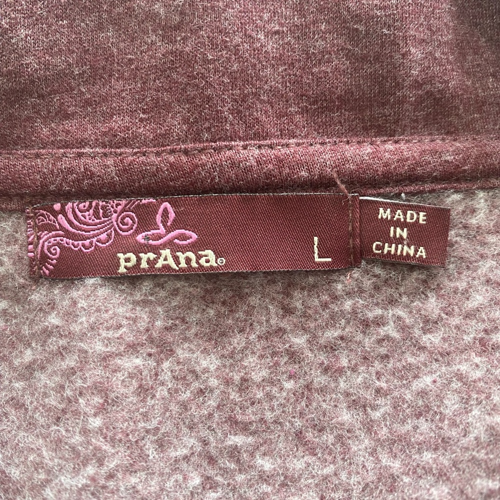 prAna Catrina organic cotton fleece jacket size Large peacoat purple burgundy - Picture 5 of 14